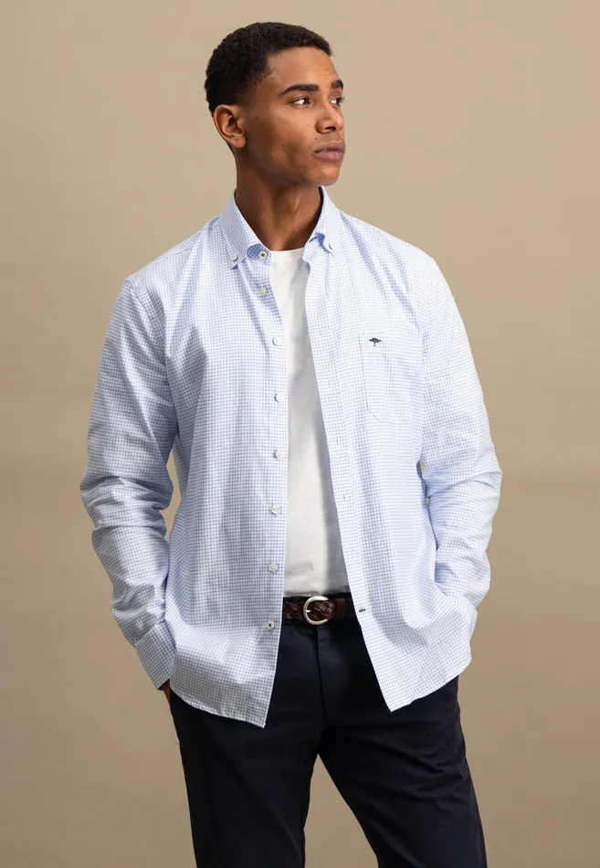 Shirts Men FYNCHHATTON Soft Oxford Shirt Made Of Cotton Light Blue Stripelight Bluenavywhitelight Blue Checkpinkpink Stripe