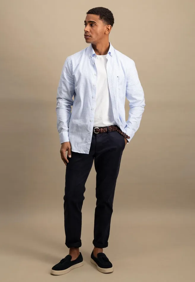 Shirts Men FYNCHHATTON Soft Oxford Shirt Made Of Cotton Light Blue Stripelight Bluenavywhitelight Blue Checkpinkpink Stripe