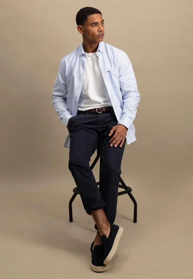 Shirts Men FYNCHHATTON Soft Oxford Shirt Made Of Cotton Light Blue Stripelight Bluenavywhitelight Blue Checkpinkpink Stripe