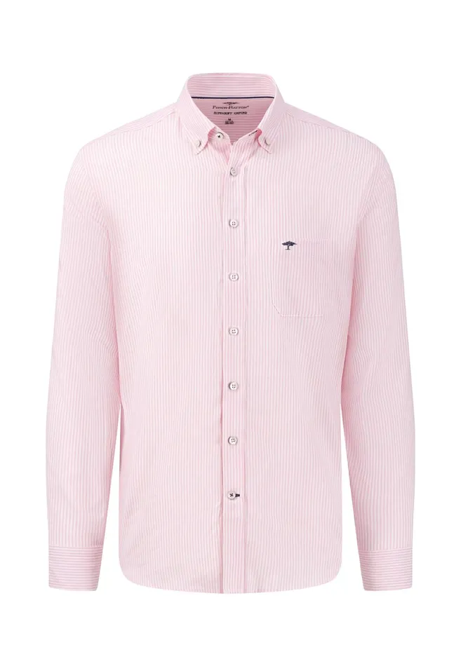 Shirts Men FYNCHHATTON Soft Oxford Shirt Made Of Cotton Light Blue Stripelight Bluenavywhitelight Blue Checkpinkpink Stripe
