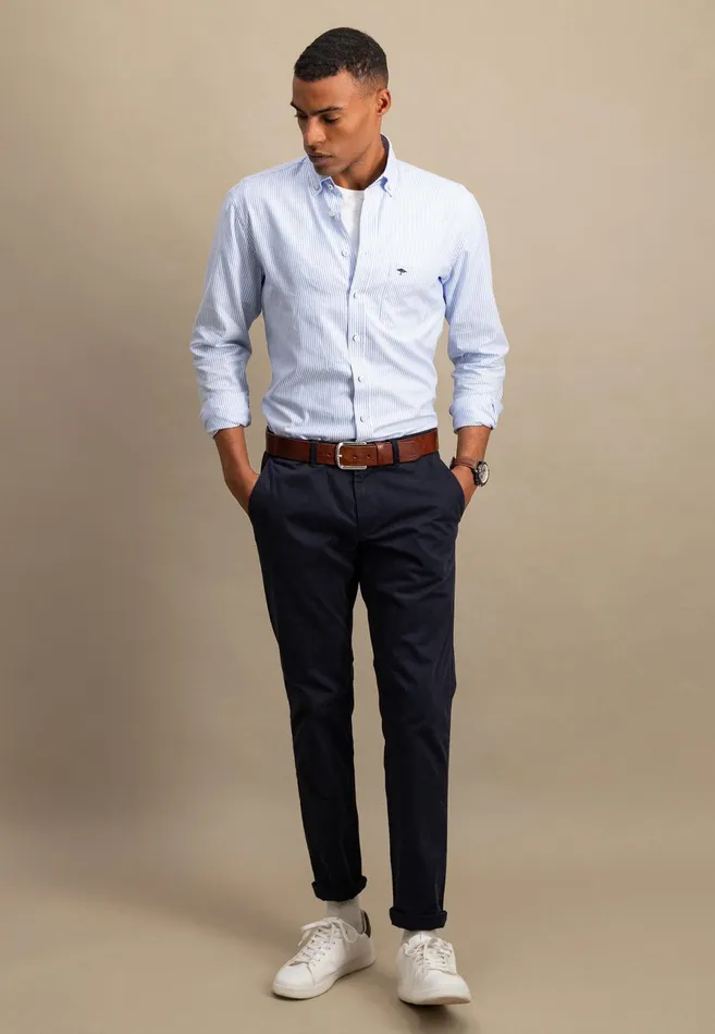 Shirts Men FYNCHHATTON Soft Oxford Shirt Made Of Cotton Light Blue Stripelight Bluenavywhitelight Blue Checkpinkpink Stripe