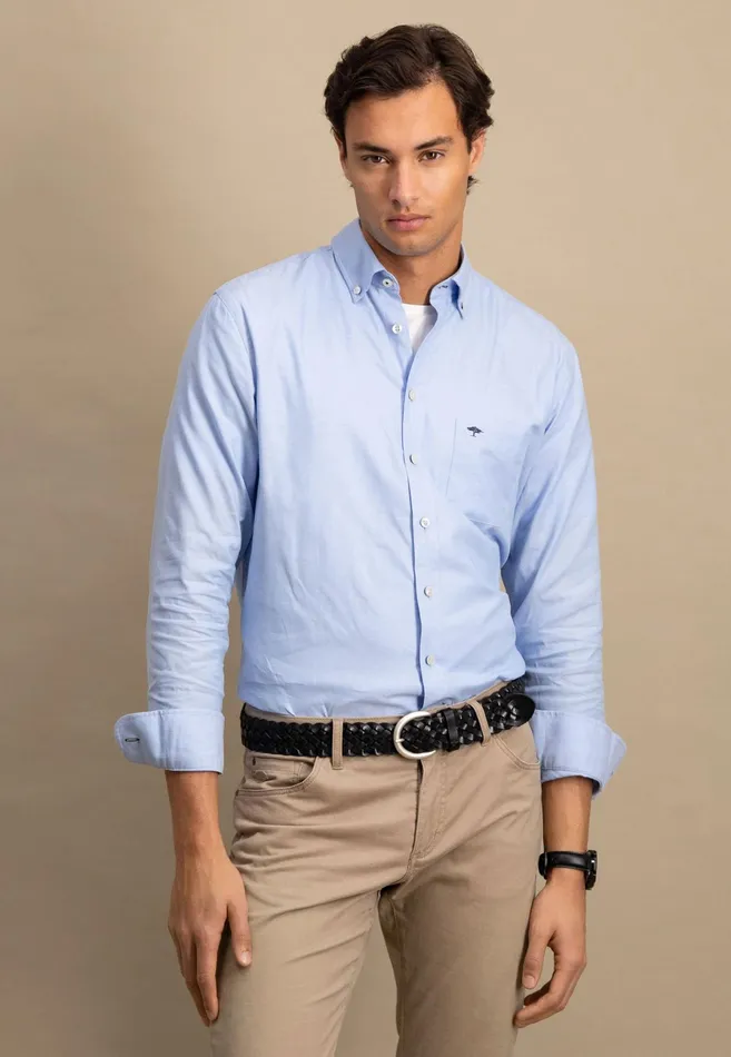 Shirts Men FYNCHHATTON Soft Oxford Shirt Made Of Cotton Light Blue Stripelight Bluenavywhitelight Blue Checkpinkpink Stripe