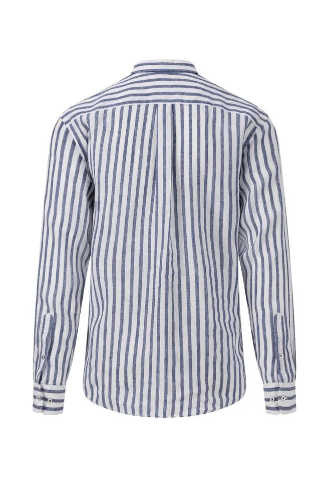 Shirts Men FYNCHHATTON Stylish Linen Shirt With Stripes Navycrystal Bluesoft Greenwhite