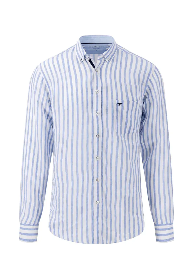 Shirts Men FYNCHHATTON Stylish Linen Shirt With Stripes Navycrystal Bluesoft Greenwhite