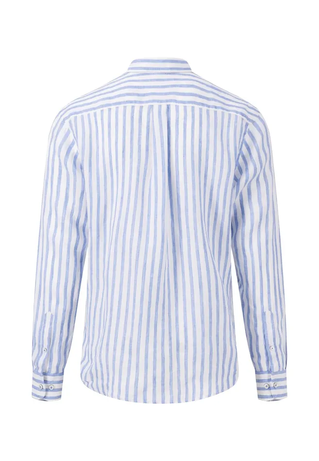 Shirts Men FYNCHHATTON Stylish Linen Shirt With Stripes Navycrystal Bluesoft Greenwhite