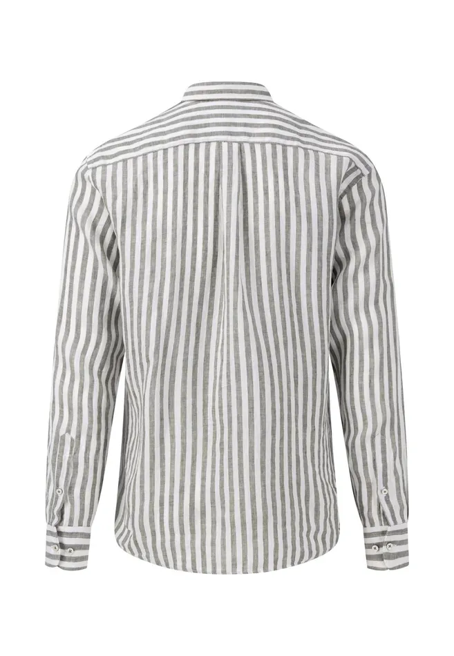 Shirts Men FYNCHHATTON Stylish Linen Shirt With Stripes Navycrystal Bluesoft Greenwhite