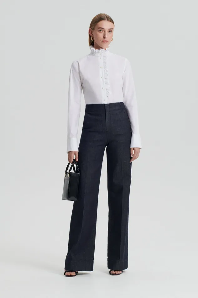 Shirts Scanlan Theodore Women PARACHUTE RUFFLE TRIM SHIRT WHITE