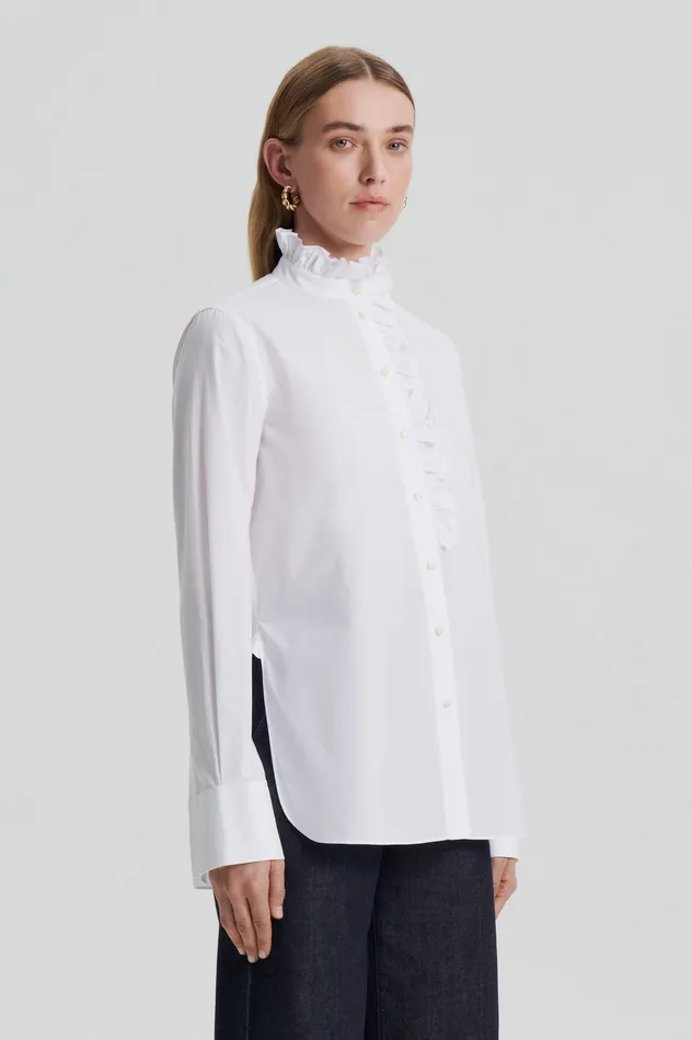 Shirts Scanlan Theodore Women PARACHUTE RUFFLE TRIM SHIRT WHITE