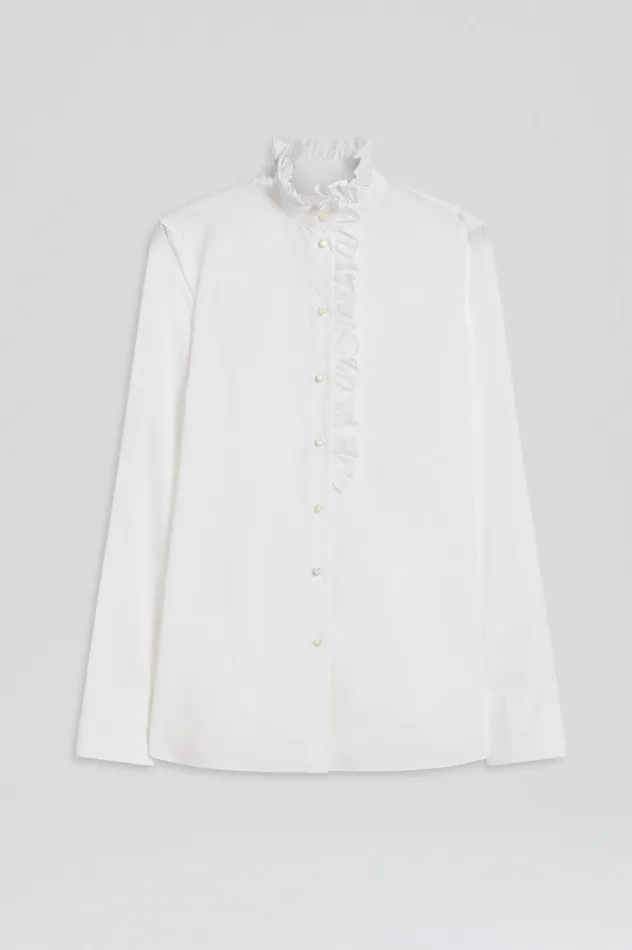 Shirts Scanlan Theodore Women PARACHUTE RUFFLE TRIM SHIRT WHITE