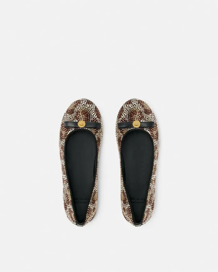 Shoes Kids Versace Crystal Leopard Ballerinas Animalier