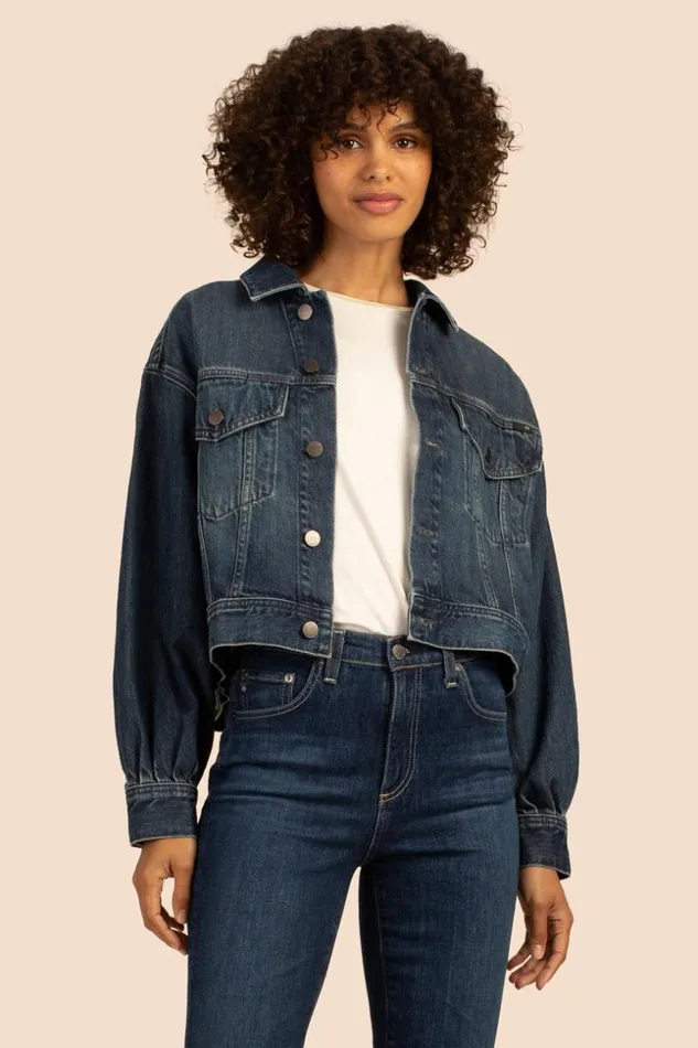 SHOP Trina Turk JACKETS and COATS AG PLEATED MIRAH DENIM JACKET