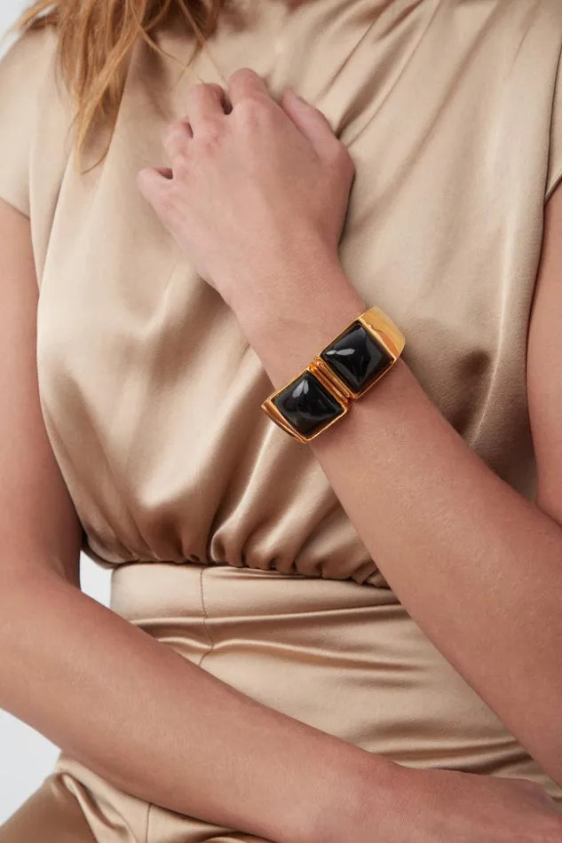 SHOP Trina Turk JEWELRY KJL BLACK SQUARE CABACHON CUFF