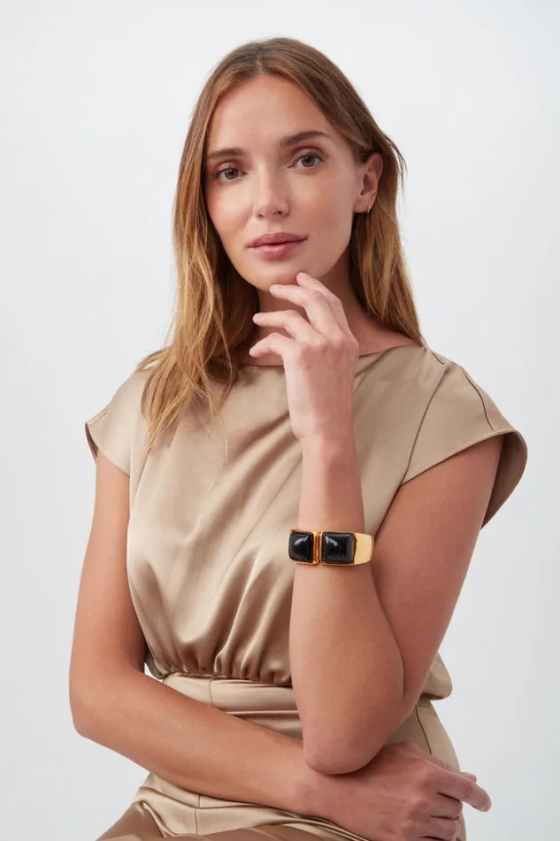 SHOP Trina Turk JEWELRY KJL BLACK SQUARE CABACHON CUFF