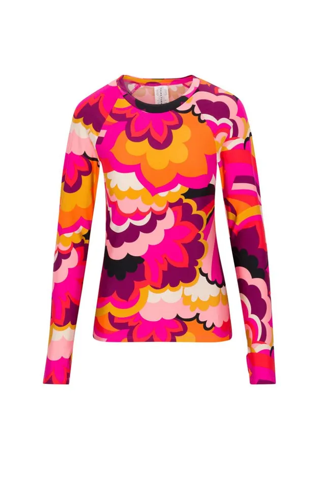 SHOP Trina Turk SWIM TOPS WOMEN039S FAN LONG SLEEVE CREWNECK SWIM TEE