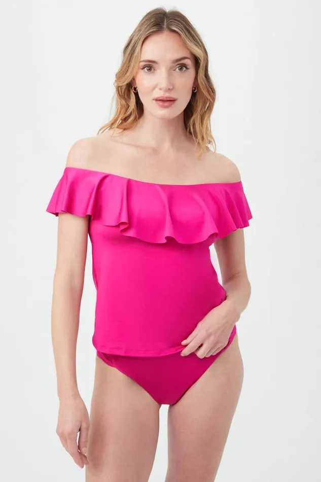 SHOP Trina Turk SWIM TOPS WOMEN039S MONACO OFF THE SHOULDER RUFFLE TANKINI SWIM TOP