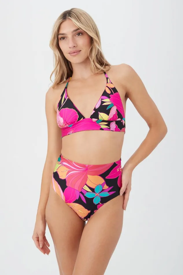 SHOP Trina Turk SWIM TOPS WOMEN039S SOLAR FLORAL REVERSIBLE BANDED HALTER SWIM TOP