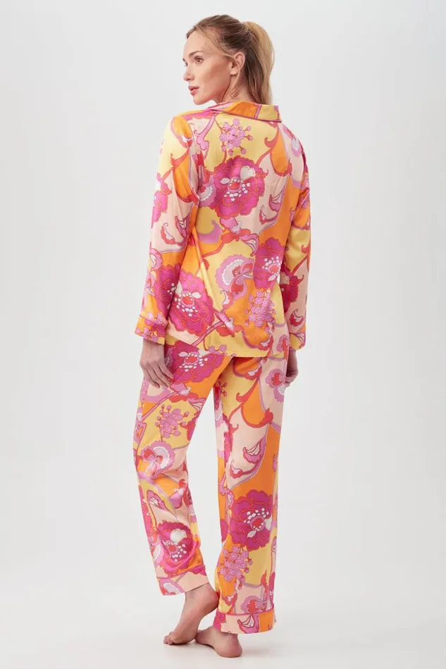 SHOP Trina Turk WOMEN039S SLEEPWEAR APACHE BLOOM WOMEN039S LONG SLEEVE LONG PANT SILK PJ SET