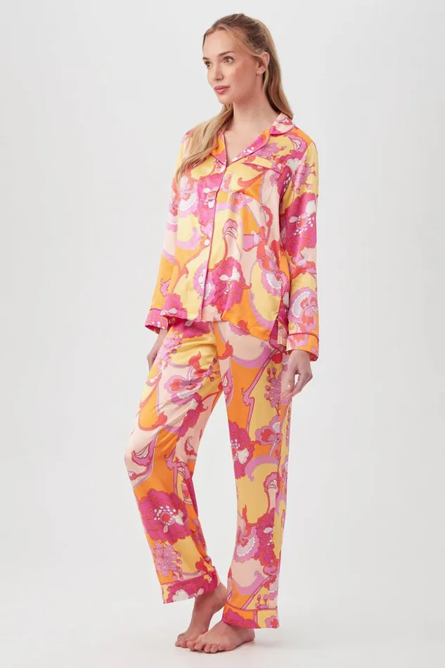 SHOP Trina Turk WOMEN039S SLEEPWEAR APACHE BLOOM WOMEN039S LONG SLEEVE LONG PANT SILK PJ SET