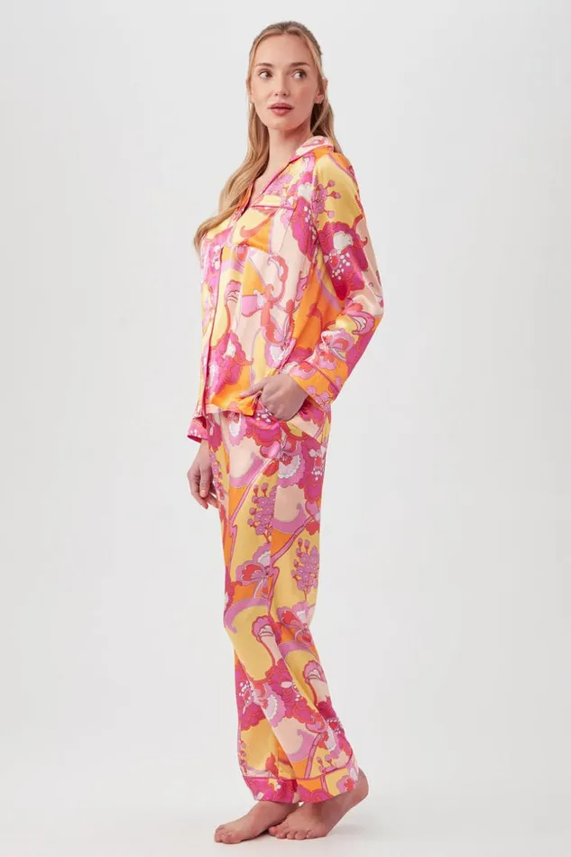 SHOP Trina Turk WOMEN039S SLEEPWEAR APACHE BLOOM WOMEN039S LONG SLEEVE LONG PANT SILK PJ SET