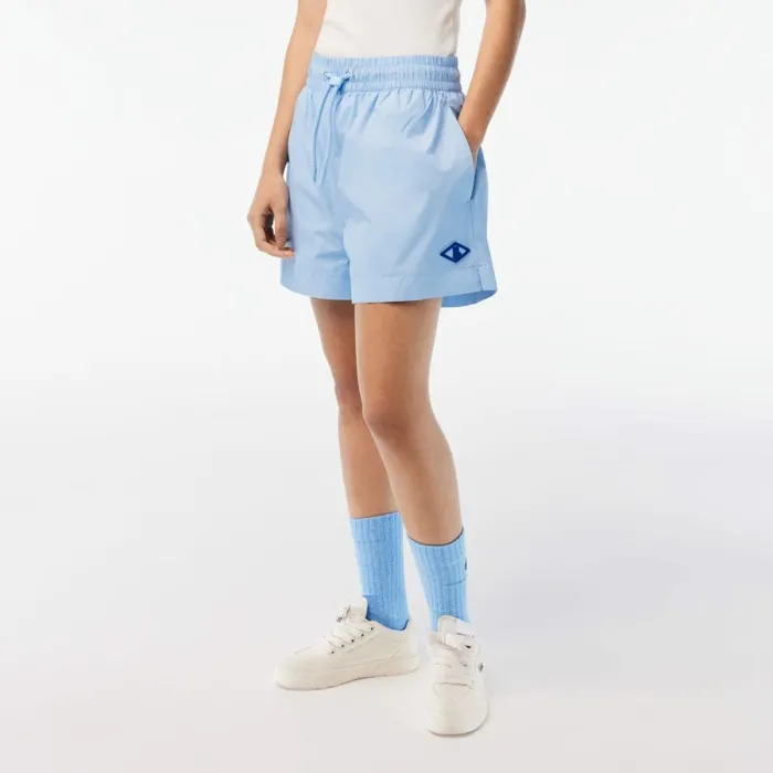 Shorts and Skirts Women Lacoste Womens Monogram Print Shorts Pastel Blue Hbp