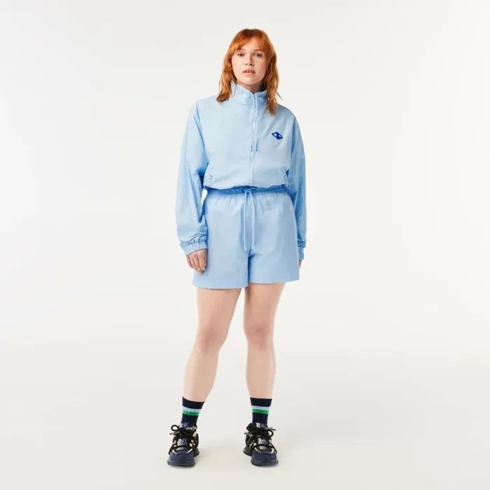 Shorts and Skirts Women Lacoste Womens Monogram Print Shorts Pastel Blue Hbp