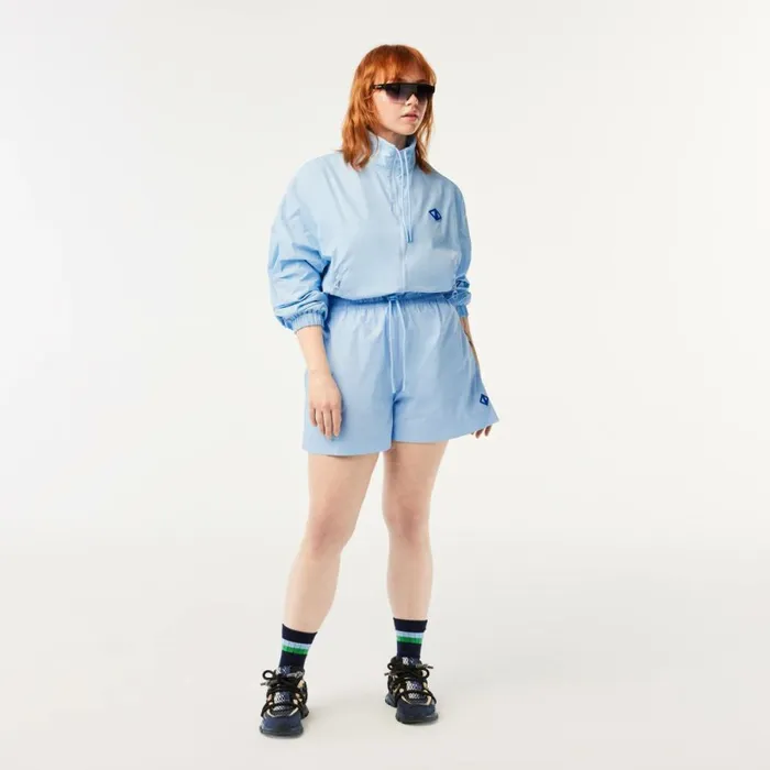 Shorts and Skirts Women Lacoste Womens Monogram Print Shorts Pastel Blue Hbp