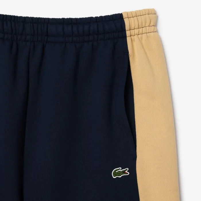 Shorts and Swim Men Lacoste Men039s Colorblock Fleece Shorts Navy Blue Beige Ip7