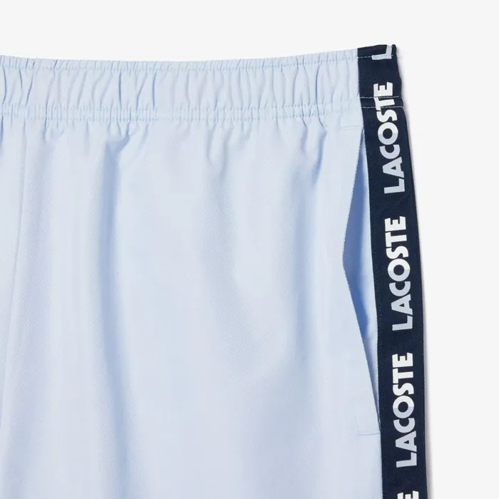 Shorts and Swim Men Lacoste Men039s Logo Stripe Tennis Shorts Light Blue Navy Blue X1j