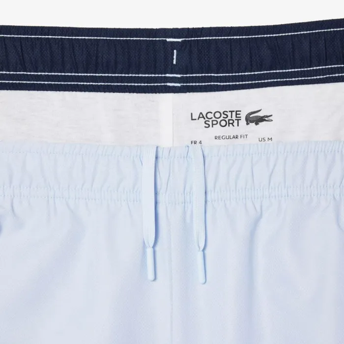 Shorts and Swim Men Lacoste Men039s Logo Stripe Tennis Shorts Light Blue Navy Blue X1j