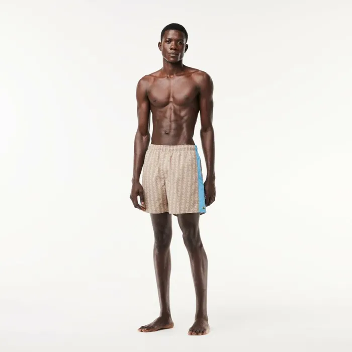 Shorts and Swim Men Lacoste Men039s Monogram Print Swim Trunks Beige Blue Irf Shorts and Swim Men Lacoste Men039s Monogram Print Swim Trunks Beige Blue Irf