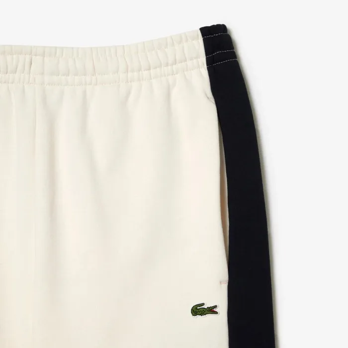 Shorts and Swim Men Lacoste Men039s Regular Fit Brushed Fleece Colorblock Shorts White Brown Navy Blue Ri2