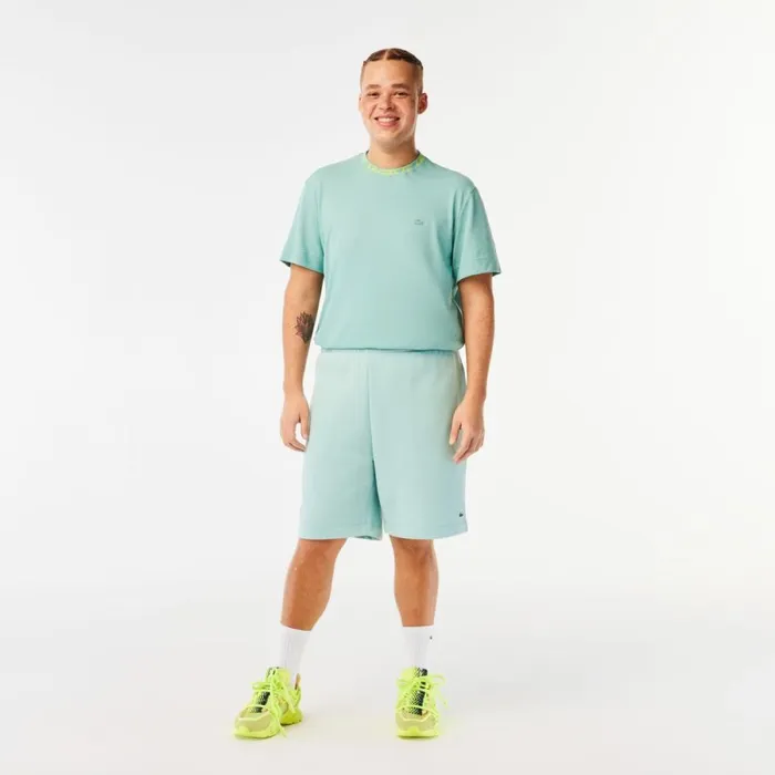 Shorts and Swim Men Lacoste Men039s Regular Fit Fleece Shorts Mint Lgf