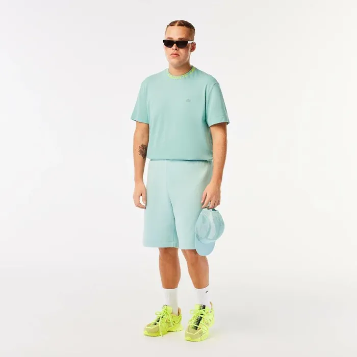Shorts and Swim Men Lacoste Men039s Regular Fit Fleece Shorts Mint Lgf