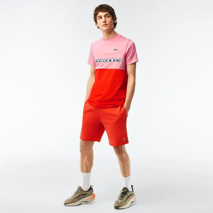 Shorts and Swim Men Lacoste Men039s Regular Fit Fleece Shorts Orange 02k