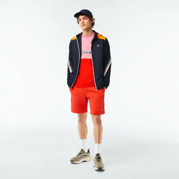 Shorts and Swim Men Lacoste Men039s Regular Fit Fleece Shorts Orange 02k
