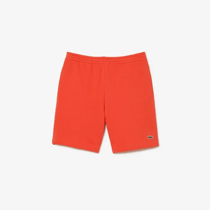 Shorts and Swim Men Lacoste Men039s Regular Fit Fleece Shorts Orange 02k