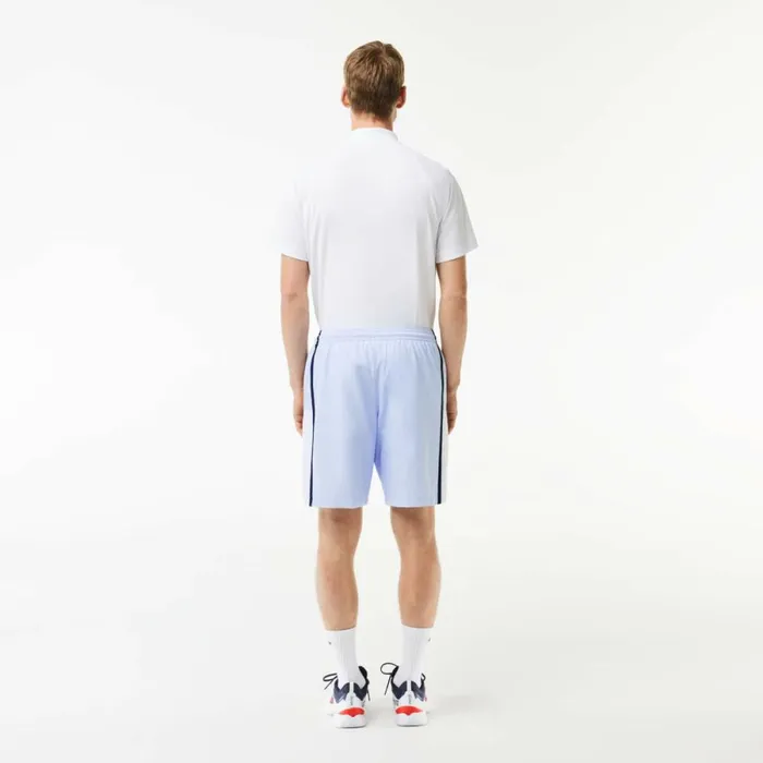 Shorts and Swim Men Lacoste Men039s Sport Colorblock Panels Lightweight Shorts Light Blue White Navy Blue In9