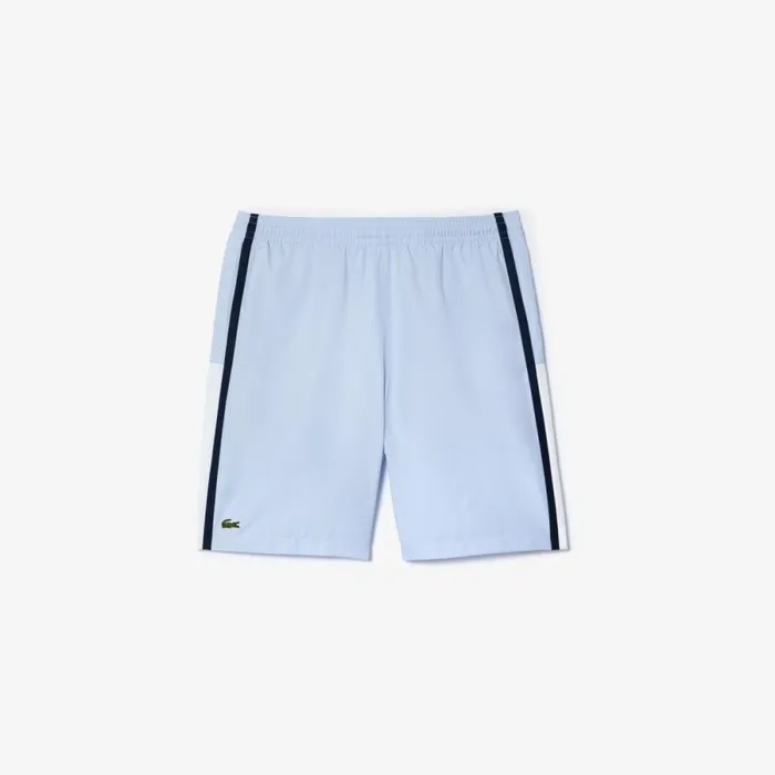 Shorts and Swim Men Lacoste Men039s Sport Colorblock Panels Lightweight Shorts Light Blue White Navy Blue In9