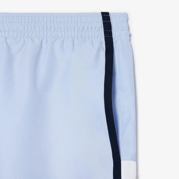 Shorts and Swim Men Lacoste Men039s Sport Colorblock Panels Lightweight Shorts Light Blue White Navy Blue In9