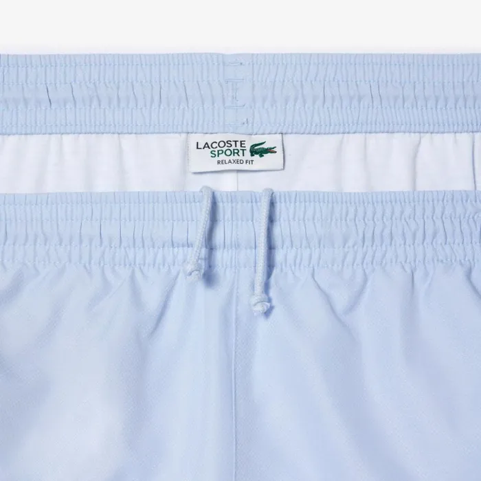 Shorts and Swim Men Lacoste Men039s Sport Colorblock Panels Lightweight Shorts Light Blue White Navy Blue In9