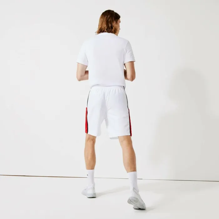 Shorts and Swim Men Lacoste Men039s Sport Colorblock Panels Lightweight Shorts White Red Black Eht