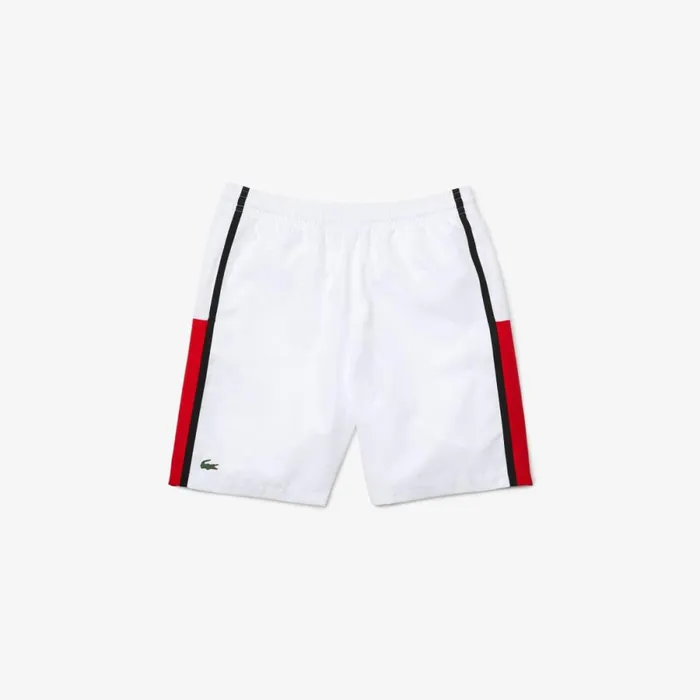 Shorts and Swim Men Lacoste Men039s Sport Colorblock Panels Lightweight Shorts White Red Black Eht