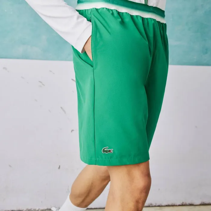 Shorts and Swim Men Lacoste Mens Lacoste SPORT X Novak Djokovic Light Stretch Shorts Green Ldm