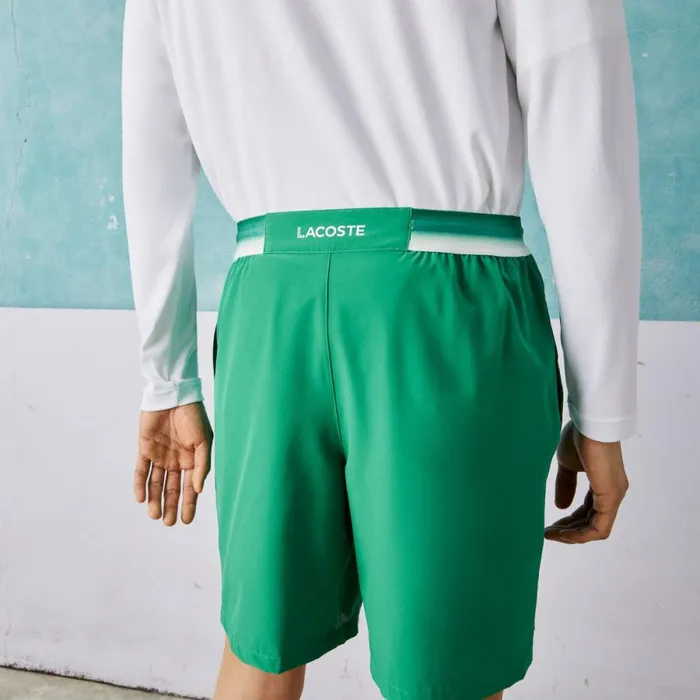 Shorts and Swim Men Lacoste Mens Lacoste SPORT X Novak Djokovic Light Stretch Shorts Green Ldm