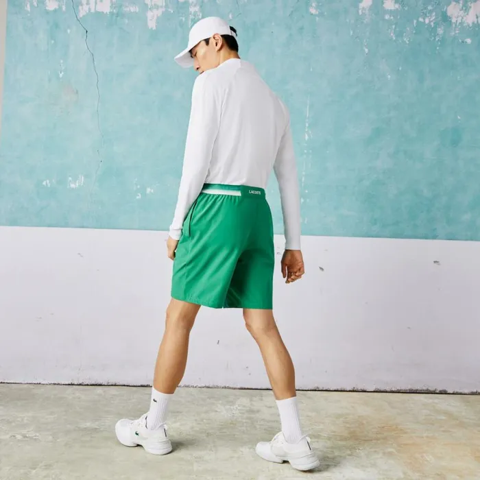 Shorts and Swim Men Lacoste Mens Lacoste SPORT X Novak Djokovic Light Stretch Shorts Green Ldm