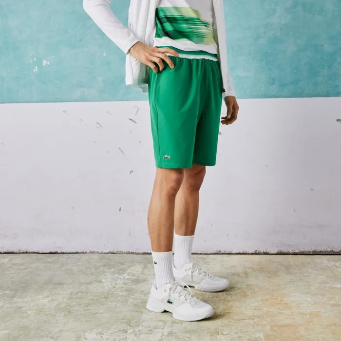 Shorts and Swim Men Lacoste Mens Lacoste SPORT X Novak Djokovic Light Stretch Shorts Green Ldm