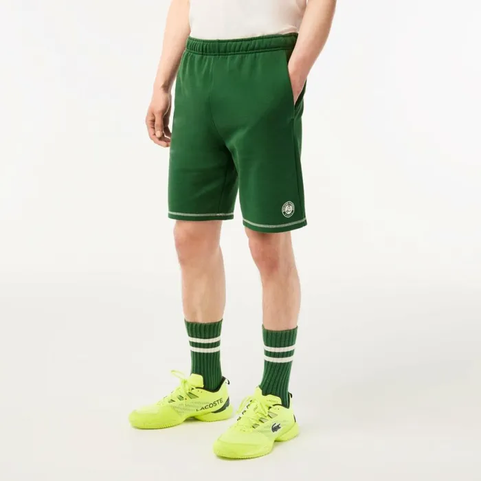Shorts and Swim Men Lacoste Mens Sport Roland Garros Edition Flannel Shorts Pine Green 132
