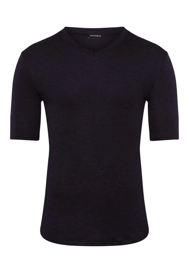 Silk And Cashmere Fitted VNeck TShirt Black Men HANRO Loungewear