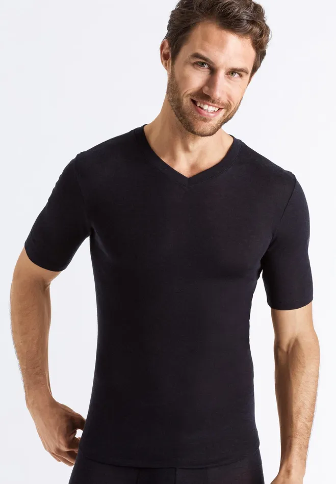 Silk And Cashmere Fitted VNeck TShirt Black Men HANRO Loungewear