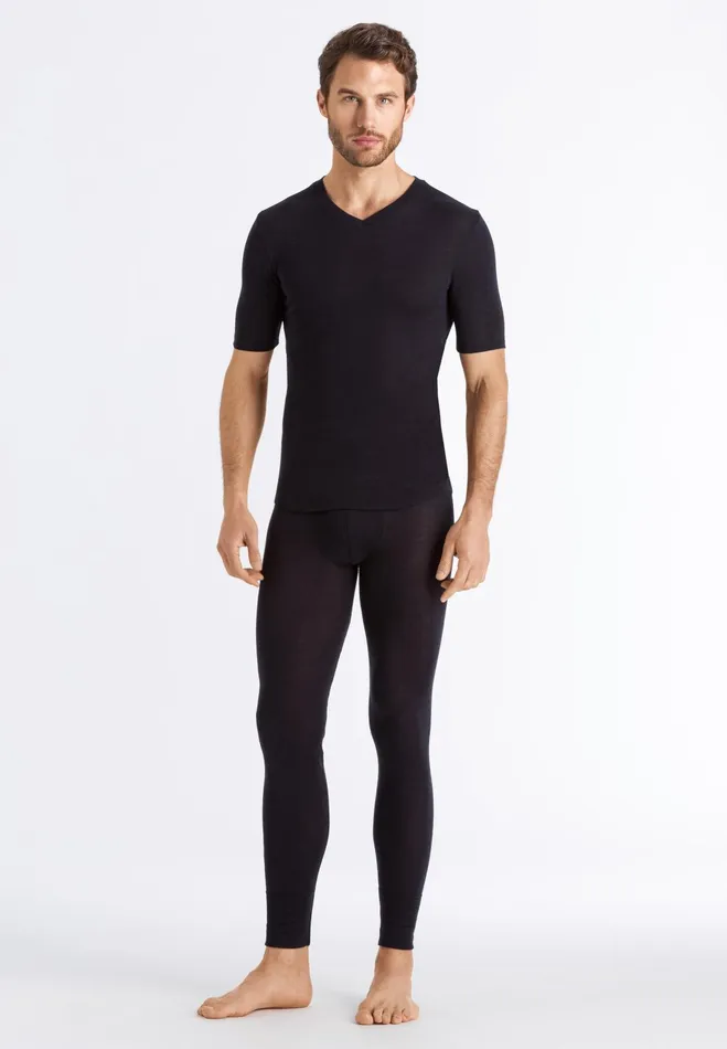 Silk And Cashmere Fitted VNeck TShirt Black Men HANRO Loungewear